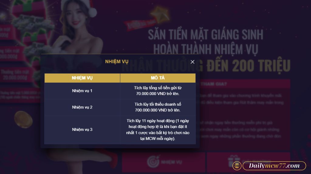 Chi tiết 3 nhiệm vụ trong Khuyến Mãi Giáng Sinh tại MCW77